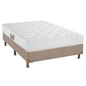 Cama Box Casal: Colchão Espuma D45 Herval Top + Base Crc Suede Bege(138X188)