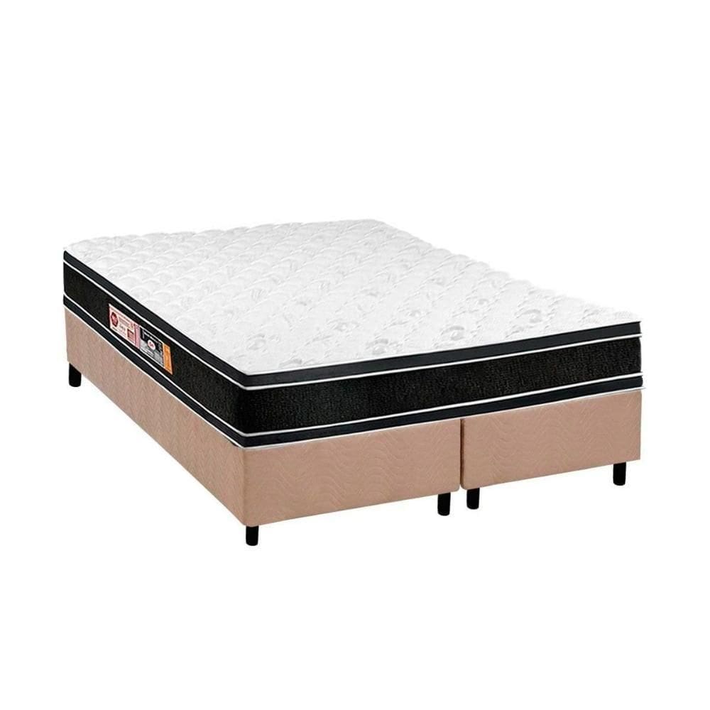 Cama Box King: Colchão Espuma Castor D33 Black E White Double Face + Base Crc Suede Clean(193X203)