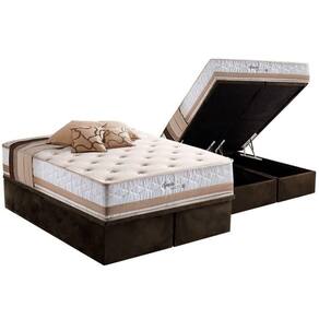 Cama Box Baú King: Colchão Molas Herval Maxspring Spain + Base Crc Suede Brown(193X203)