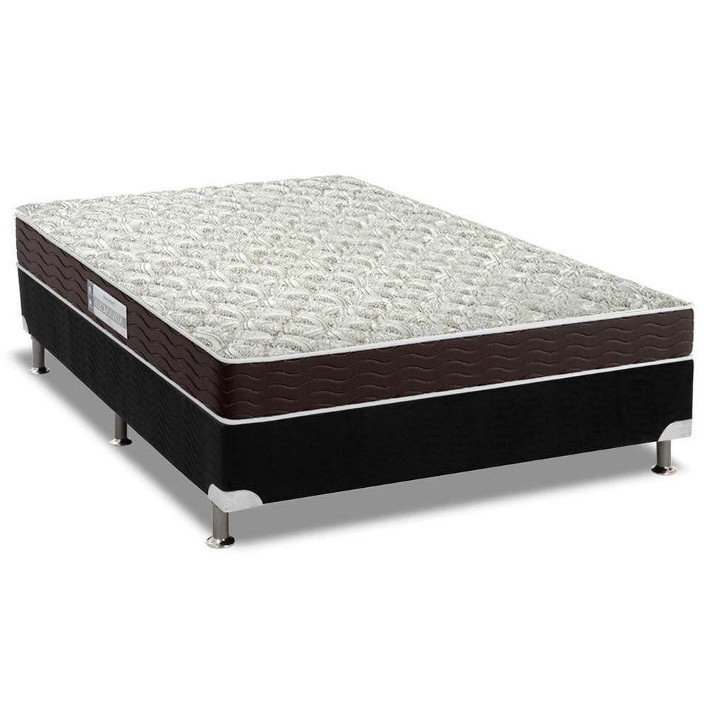 Cama Box Casal: Colchão Espuma D33 Probel Advanced Mega Resistente + Base Crc Suede Black(138X188)