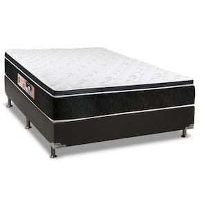 Cama Box Casal: Colchão Espuma Castor D33 Black E White Double Face + Base Crc Suede Black(138X188)