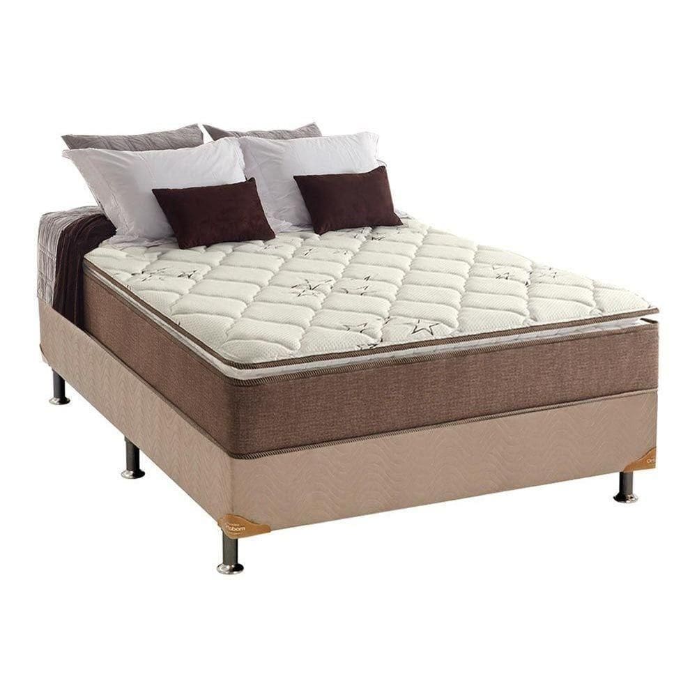 Cama Box Casal: Colchão Ortopédico Anjos D28/Ag65 Star + Base Crc Suede Clean(138X188)