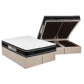 Cama Box Baú King: Colchão Espuma D33 Castor Black E White Double Face + Base Clean(193X203)