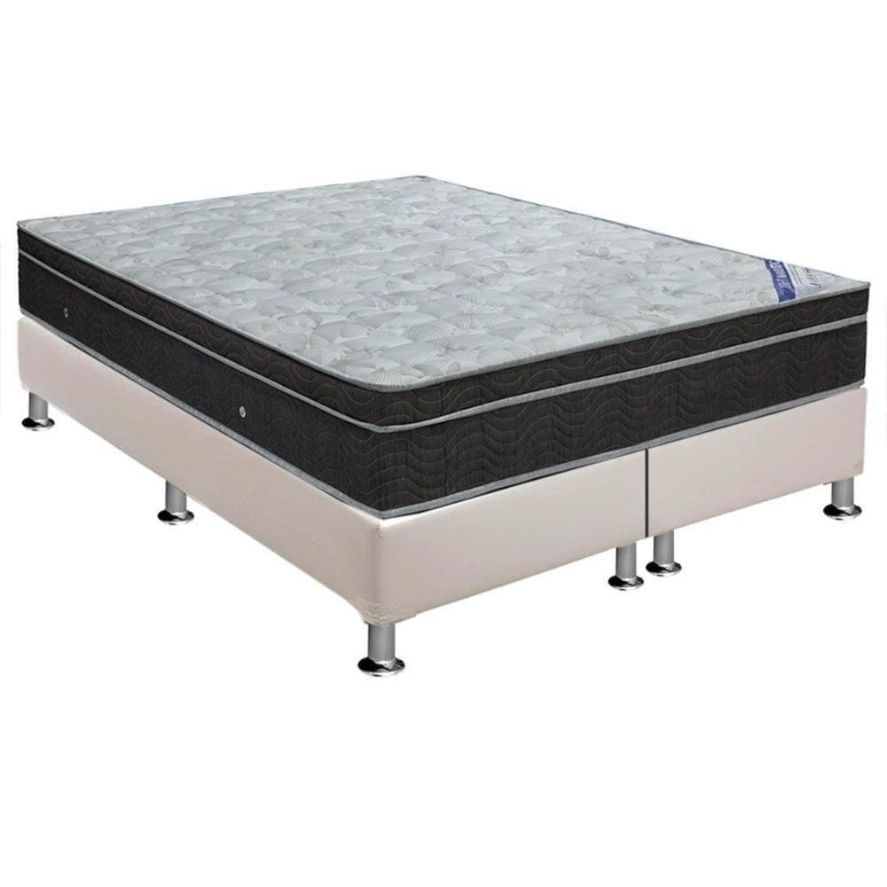 Cama Box King: Colchão Molas Bonnel Nanolastic Light + Base Crc Courano White(186x198)