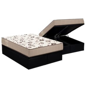 Cama Box Baú Queen: Colchão Espuma Ortobom D28 Physical Mega Resistente + Base Black(158X198)