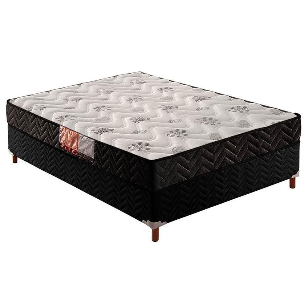 Cama Box Casal: Colchão Espuma D33 Paropas Pasquale + Base Crc Suede Black(138X188)