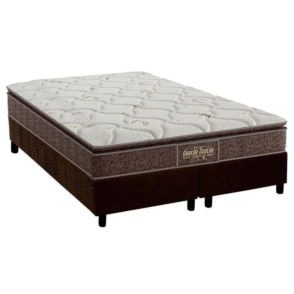 Cama Box King: Colchão Ortopédico Probel Guarda Costas Extra Firme + Base Crc Suede Brown(193X203)