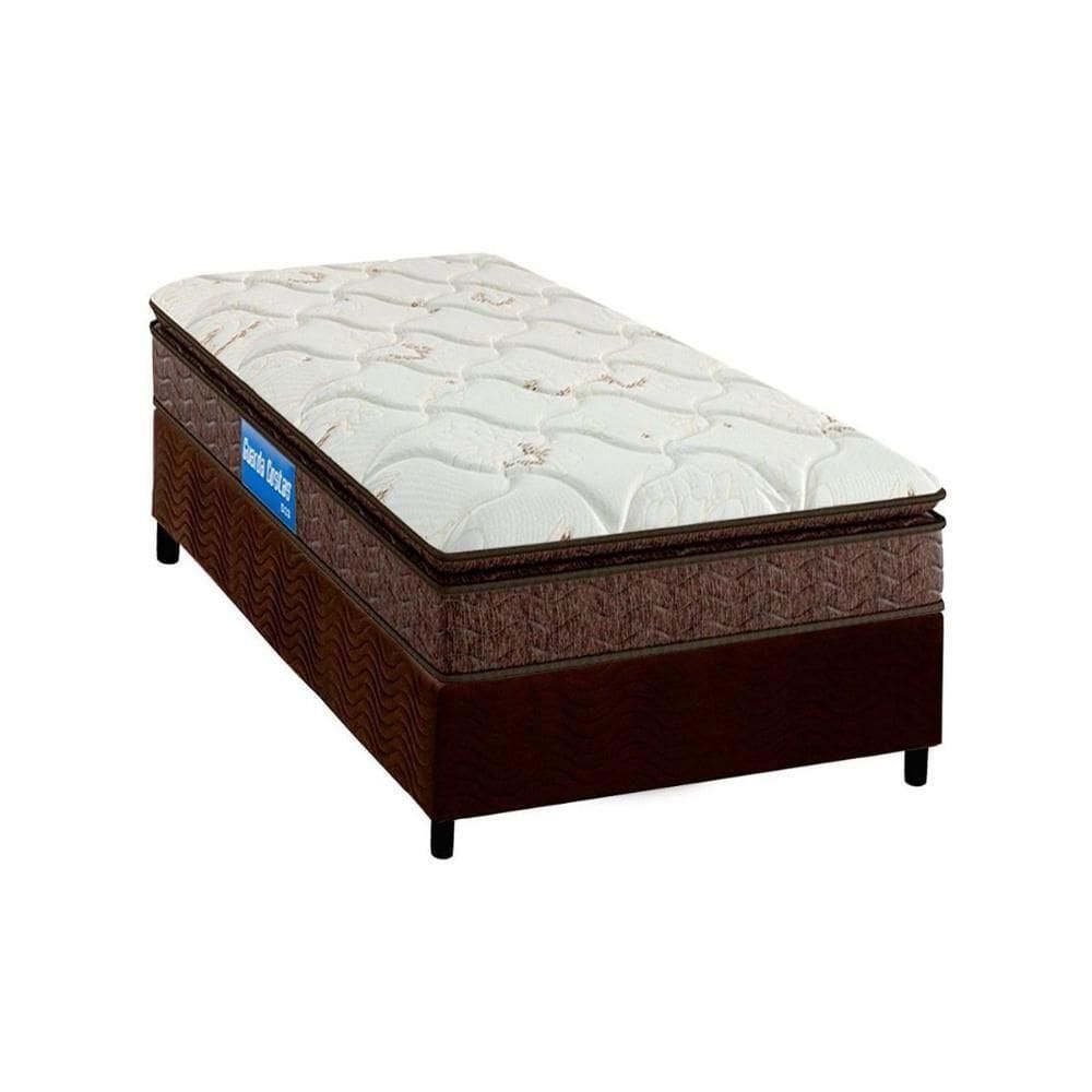 Cama Box Solteiro: Colchão Espuma D33 Probel Guarda Costas Plus + Base Crc Suede Brown(88X188)