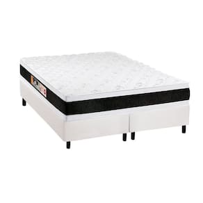 Cama Box King: Colchão Espuma D45 Castor Black E White Air Double Face + Base White(193X203)