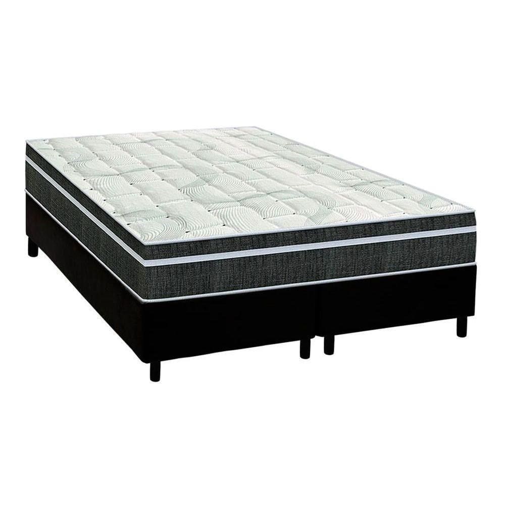 Cama Box Queen: Colchão Molas Bonnel Orthoflex Venezia + Base Crc Courano Black(158X198)