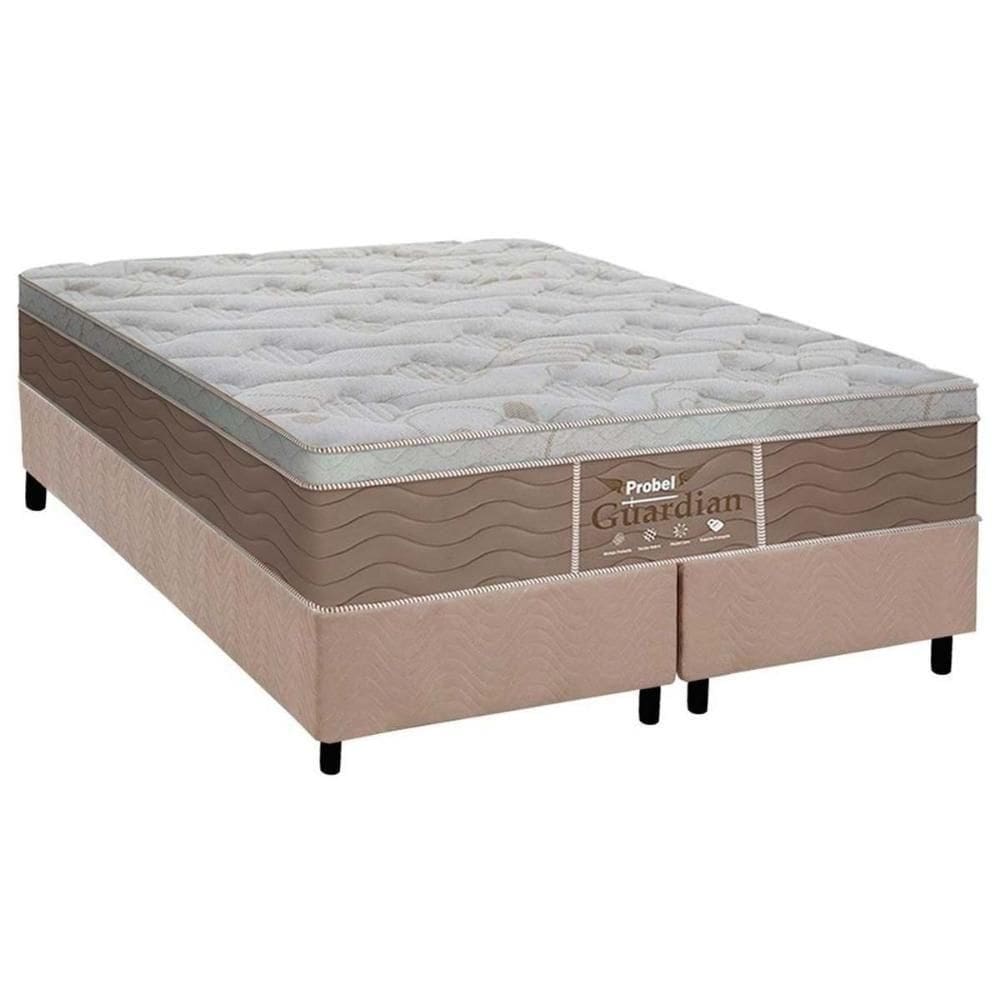 Cama Box King: Colchão Molas Probel Prolastic Guardian+ Base Crc Suede Clean(193X203)