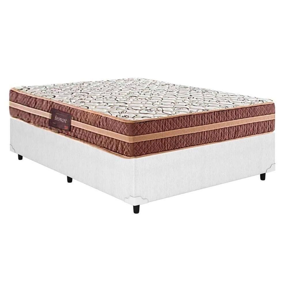 Cama Box Casal: Colchão Anatômico Herval D28/Ag65 Bermont + Base Crc Courano White(138X188)