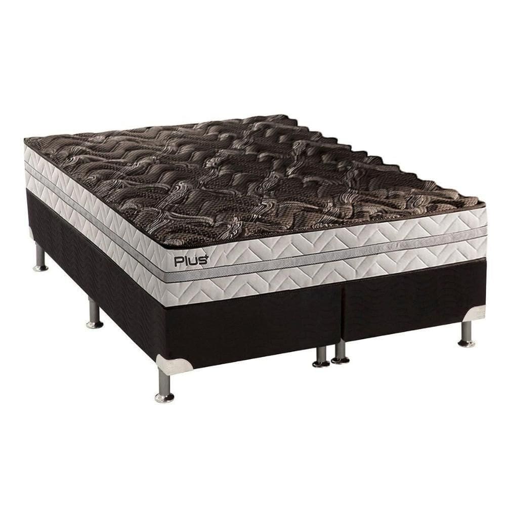 Cama Box Queen: Colchão Espuma Paropas D33 Pasquale Plus + Base Crc Suede Black(158X198)