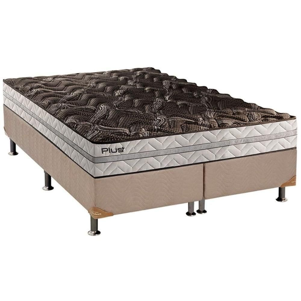 Cama Box Queen: Colchão Espuma D33 Paropas Pasquale Plus + Base Crc Suede Clean(158X198)