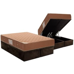 Cama Box Baú Queen: Colchão Molas Bonnel Ortobom Multilastic + Base Brown(158X198)