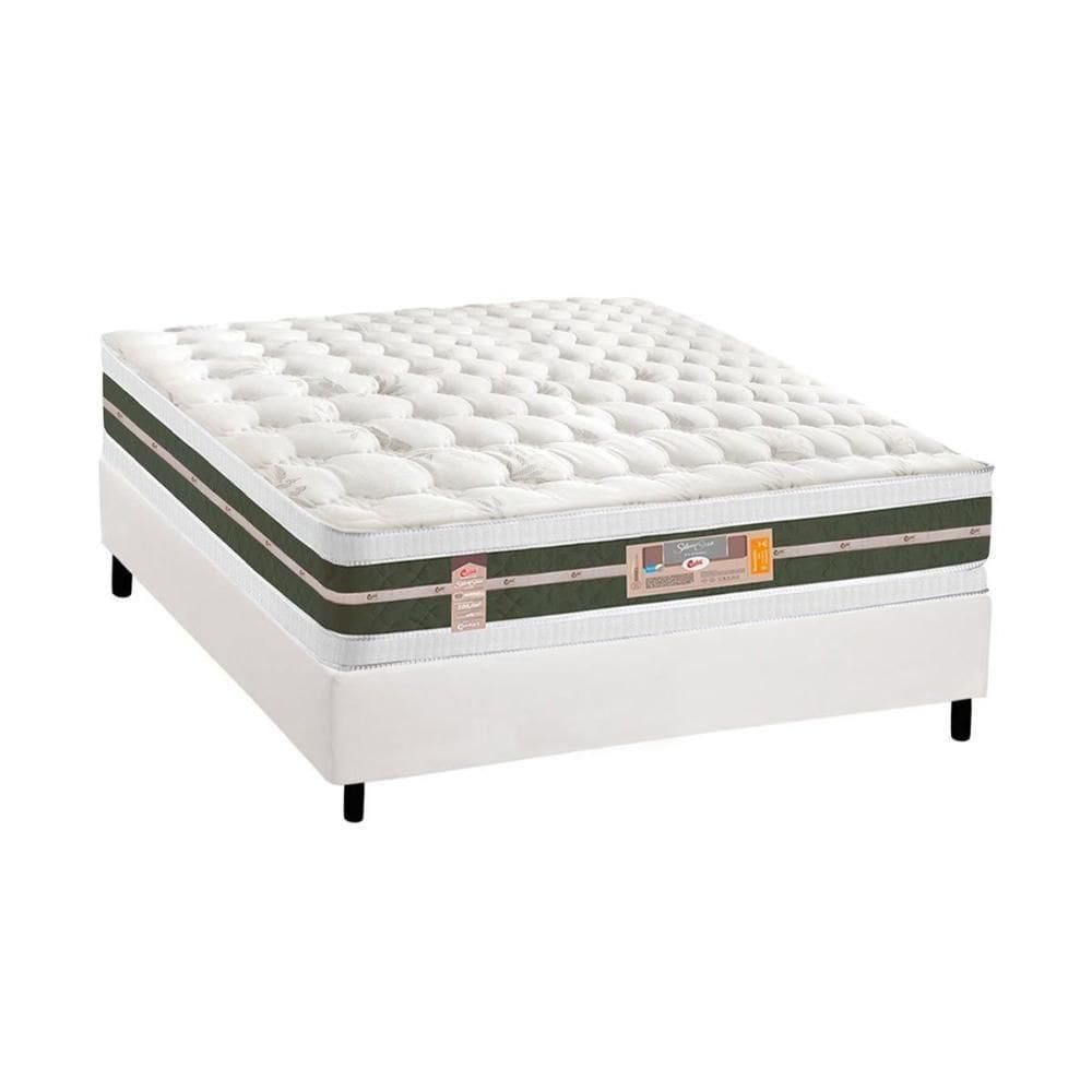 Cama Box Casal: Colchão Molas Castor Bonnel Silver Star Air + Base Crc Courano White(138X188)