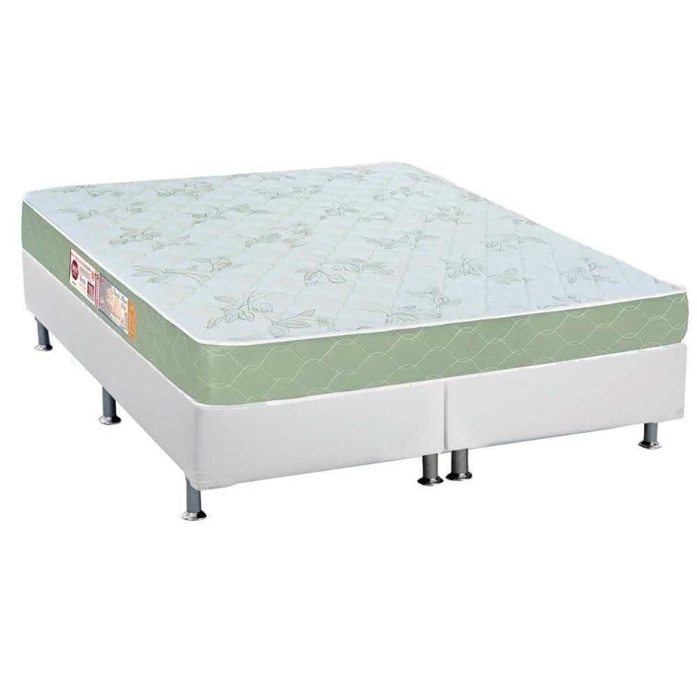 Cama Box Queen: Colchão Espuma D33 Castor Sleep Max + Base Crc Courano White(158X198)