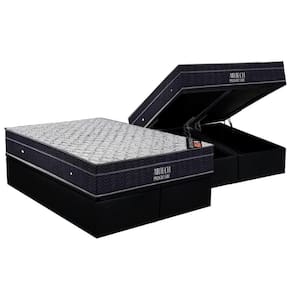Cama Box Baú Queen: Colchão Molas Bonnel Ortobom Nanolastic + Base Black(158X198)