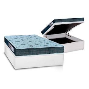 Cama Box Baú Casal: Colchão Espuma D45 Orthoflex / Ep Cecina + Base Crc Courano White(138X188)