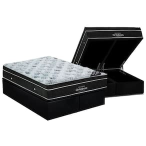 Cama Box Baú Queen: Colchão Molas Bonnel Ortobom Nanolastic Exclusive + Base Black(158X198)