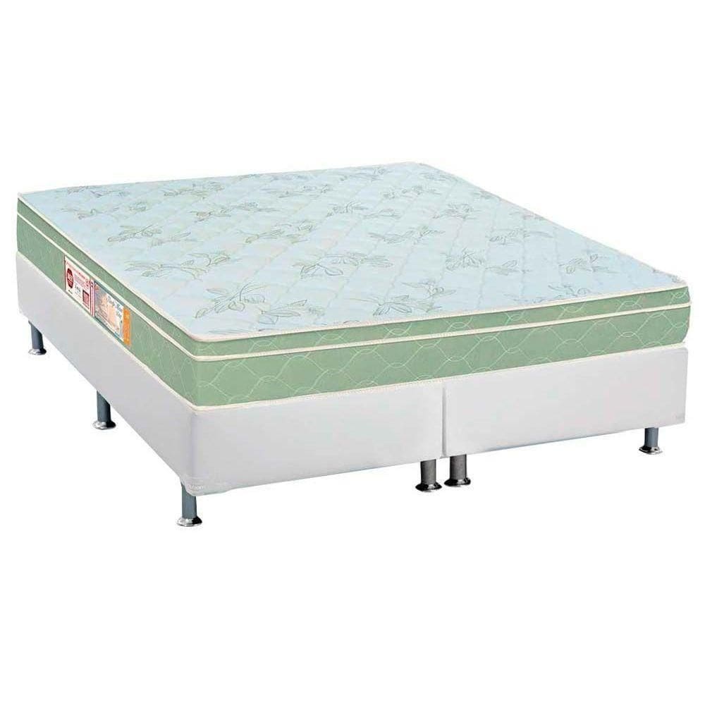 Cama Box King: Colchão Espuma D33 Castor Sleep Max + Base Crc Courano White(193X203)