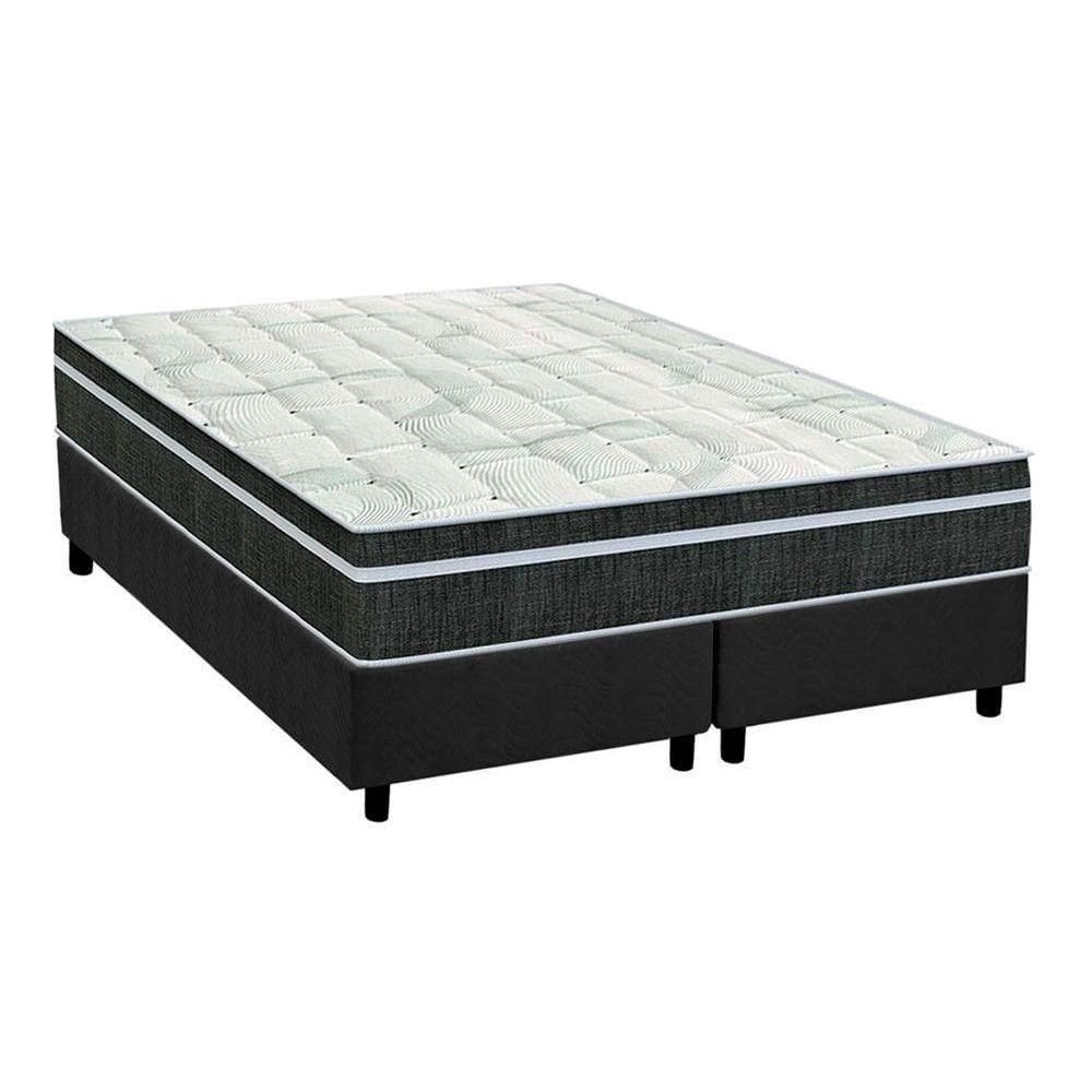 Cama Box Queen: Colchão Molas Bonnel Orthoflex Venezia + Base Crc Suede Gray(158X198)