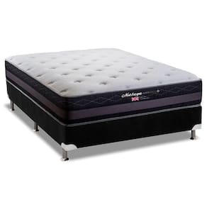 Cama Box Casal: Colchão Molas Herval Maxspring Málaga + Base Crc Suede Black(138X188)