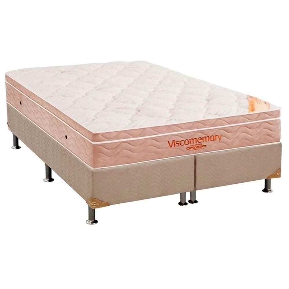 Cama Box Queen: Colchão Espuma Ortobom Apollo Viscomemory Bamboo + Box Courano Clean(158X198)