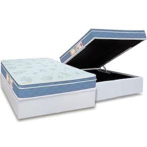 Cama Box Baú Casal: Colchão Espuma D45 Castor Sleep Max + Base Crc Courano White(138X188)