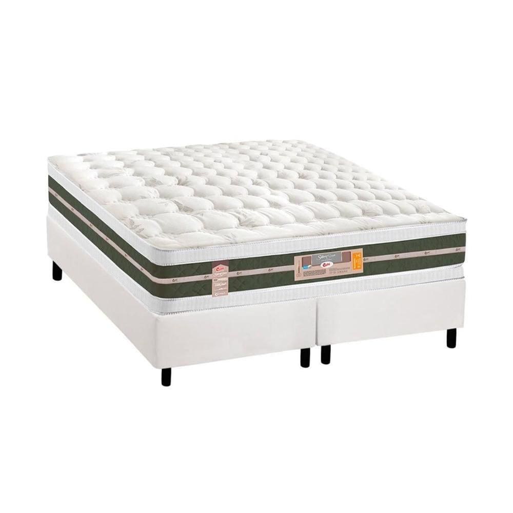 Cama Box King: Colchão Molas Bonnel Castor Silver Star Air + Base Crc Courano White(193X203)