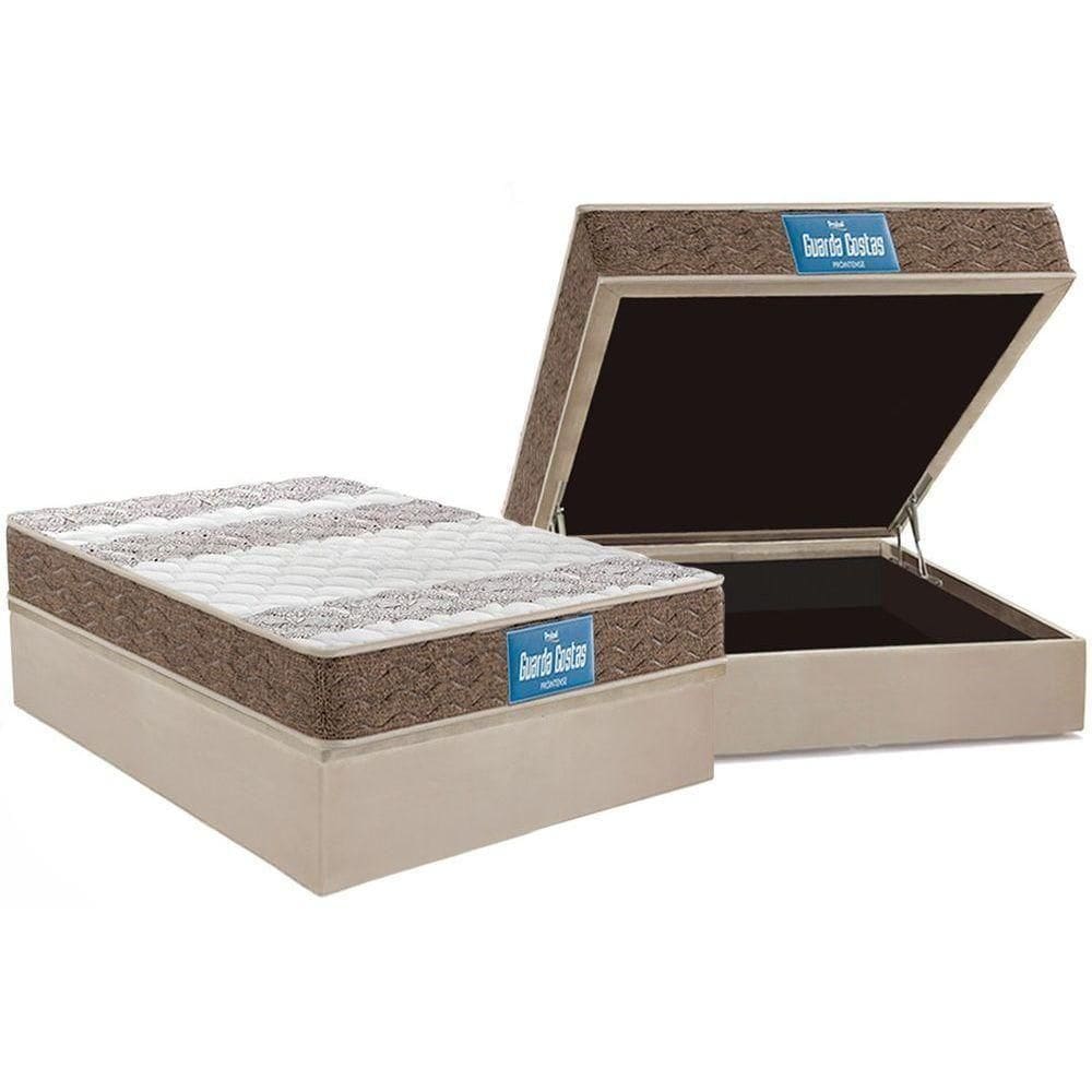 Cama Box Baú Casal: Colchão Ortopédico Probel D33 / Ep Plus Double Face + Base Clean(138X188)