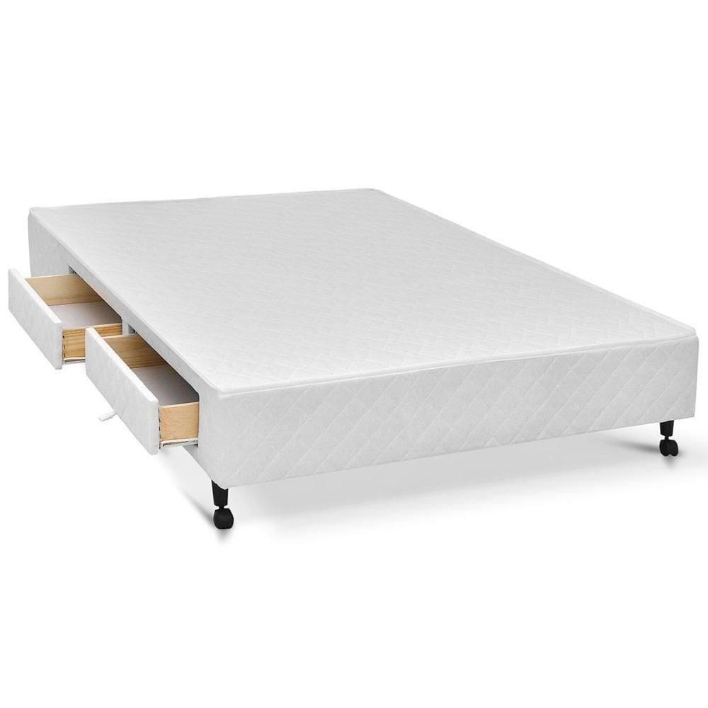 Cama Box Base C-gavetas Queen Poli Tecido White (158x23-c-4 Gavs) - Castor