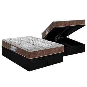 Cama Box Baú Queen: Colchão Espuma D45 Probel Prodormir Advanced Double Face + Base Black(158X198)