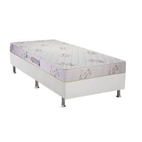 Cama Box Solteiro: Colchão Espuma D45 Luckspuma Gran Luck Floral Pró Saúde + Base White(88X188)