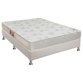Cama Box Casal: Colchão Espuma Castor D33 Sleep Max Relax + Base Crc Courano White(138X188)