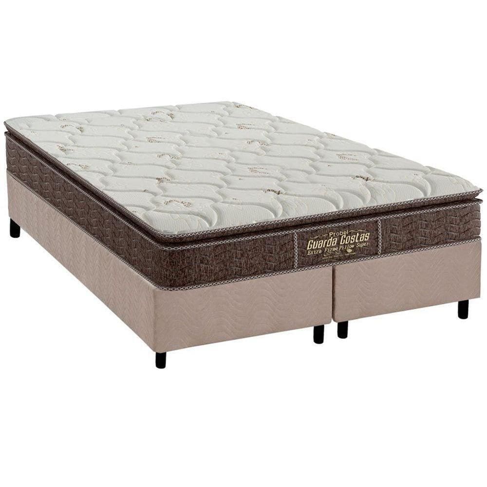 Cama Box King: Colchão Ortopédico Probel Guarda Costas Extra Firme + Base Crc Suede Clean(193X203)