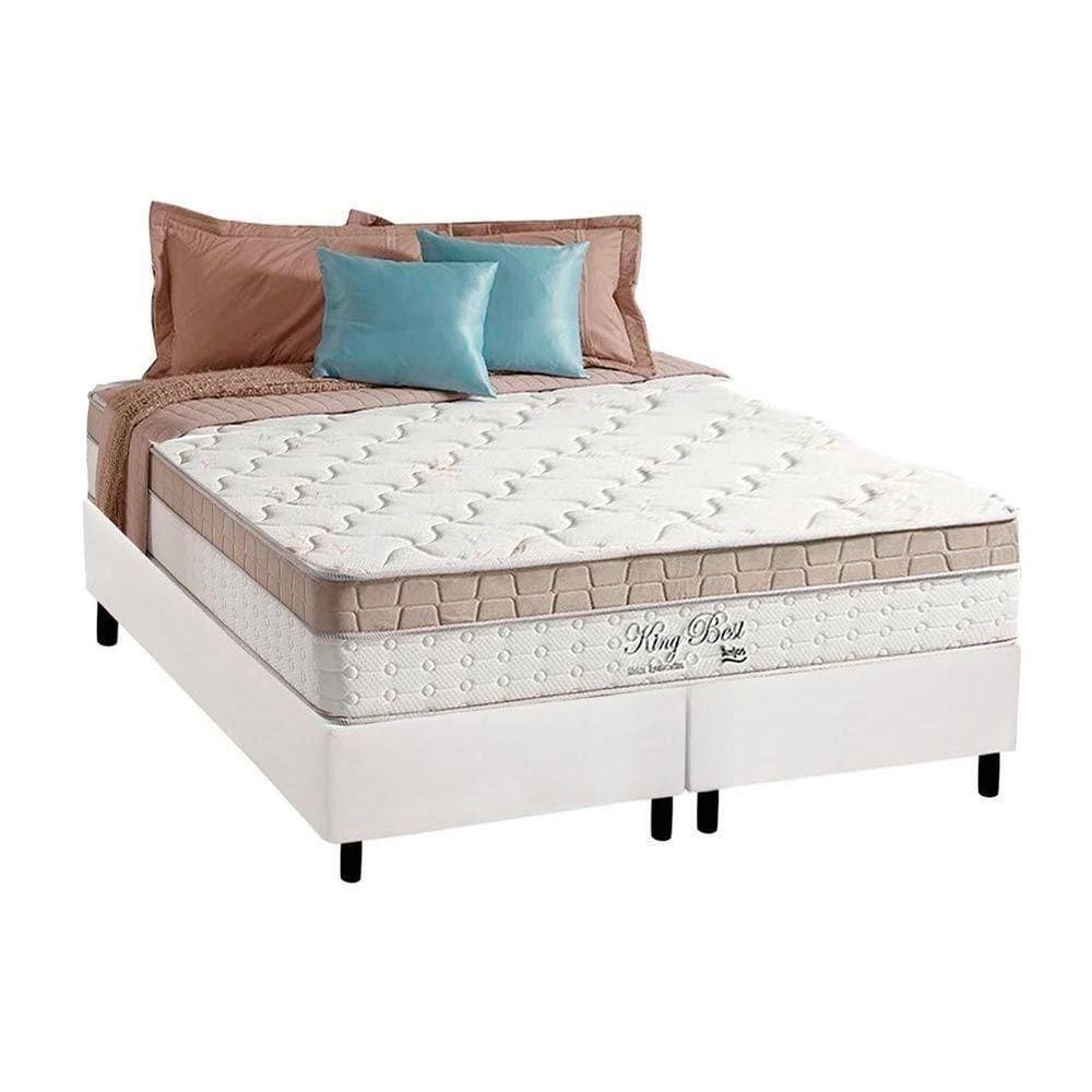 Cama Box King: Colchão Molas Anjos Superlastic King Best + Base Crc Courano White(193X203)