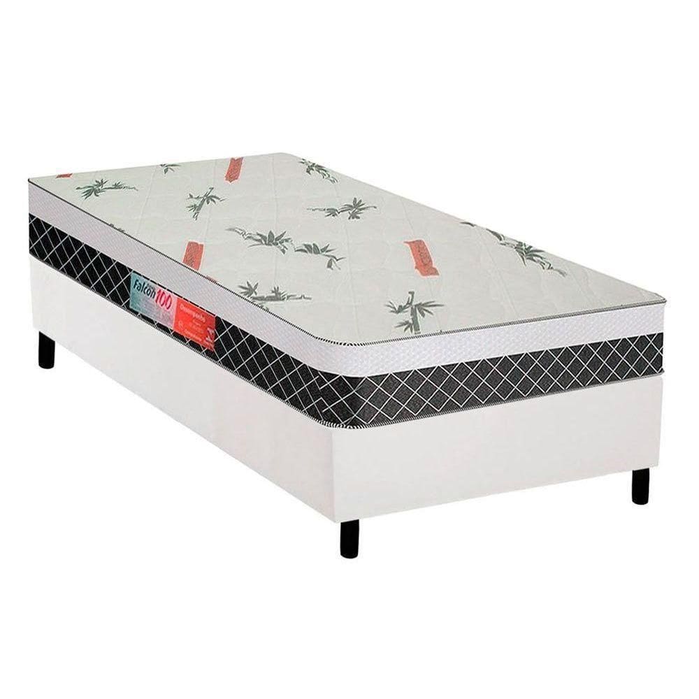 Cama Box Solteiro: Colchão Anatômico Plumatex D28/Ep Falcon Ultra Firme + Base White(88X188)