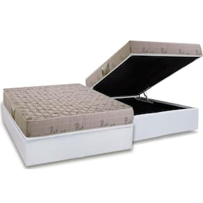 Cama Box Baú Casal: Colchão Espuma D33 Herval Cannes + Base Crc Courano White(138X188)