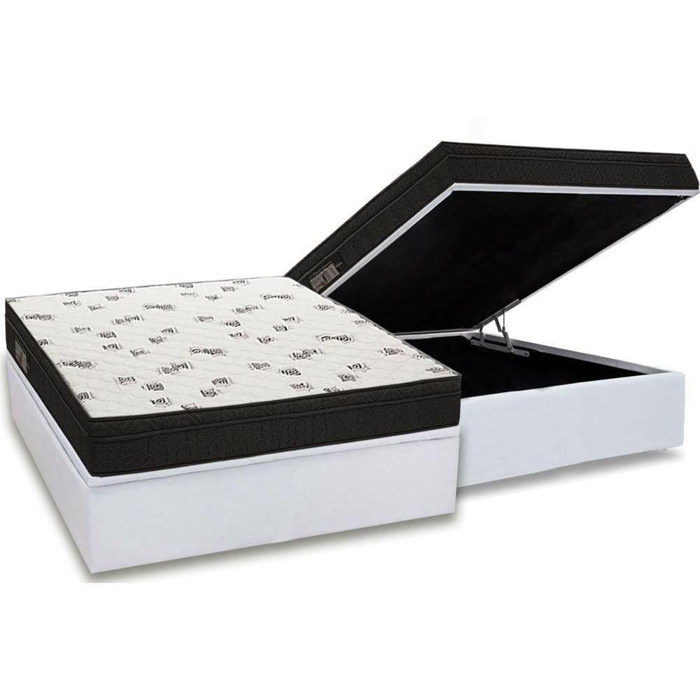 Cama Box Baú Casal: Colchão Espuma D45 Ortobom Light Saúde Ortopillow + Base White(138X188)