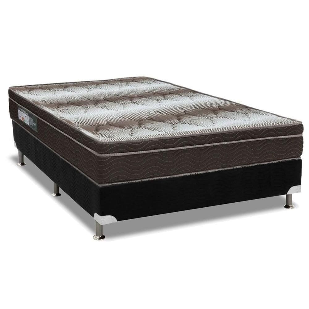Cama Box Casal: Colchão Ortopédico Ortobom Light Ortopillow + Base Crc Camurça Black(138X188)