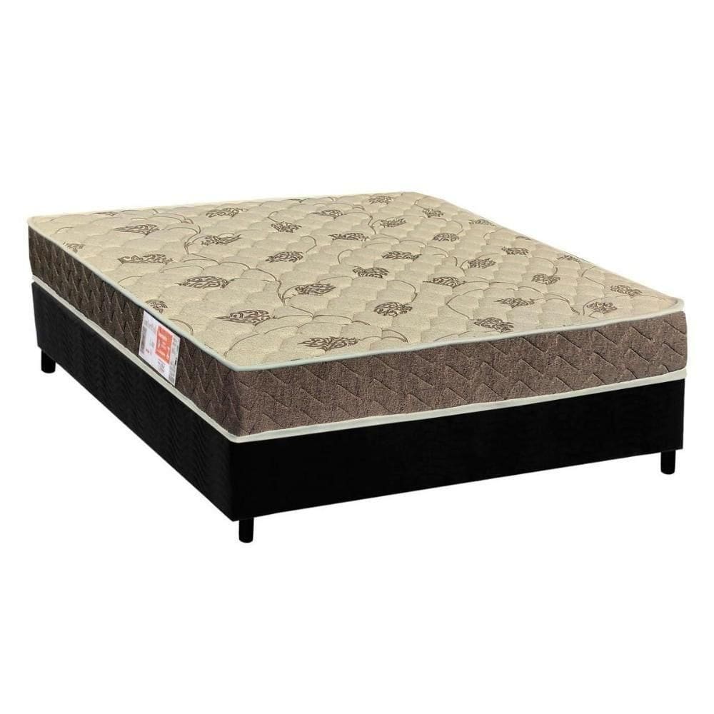 Cama Box Casal: Colchão Espuma Orthoflex D33 Comfortpedic Line + Base Crc Suede Black(138X188)