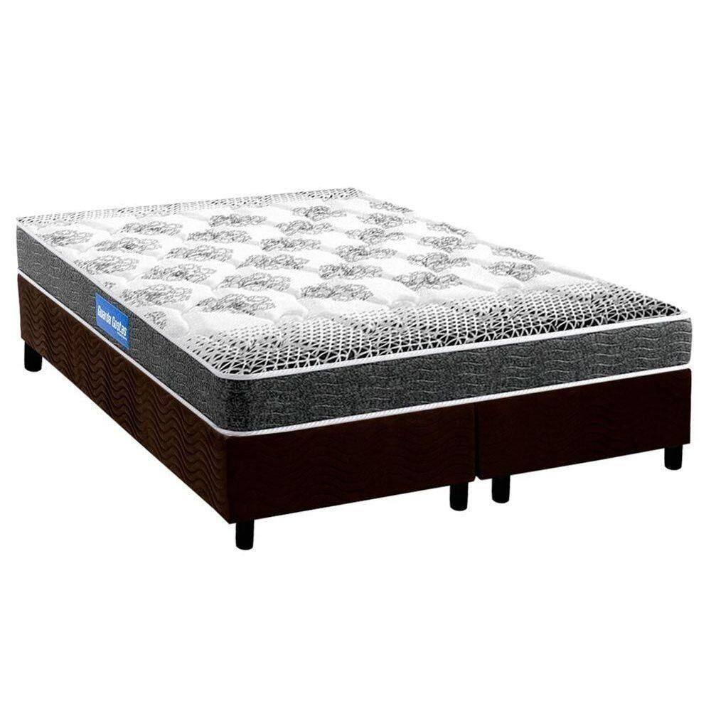 Cama Box Queen: Colchão Espuma Probel Guarda Costas Resistente Double Face + Base Brown(158X198)