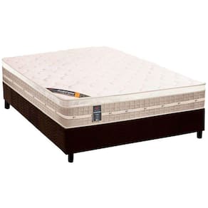 Cama Box Casal: Colchão Molas Castor Tecnopedic Premium + Base Crc Suede Marrom(138X188)
