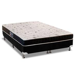 Cama Box Queen: Colchão Anatômico Anjos D28/Ag65 Pantanal Thierry + Base Crc Suede Black(158X198)
