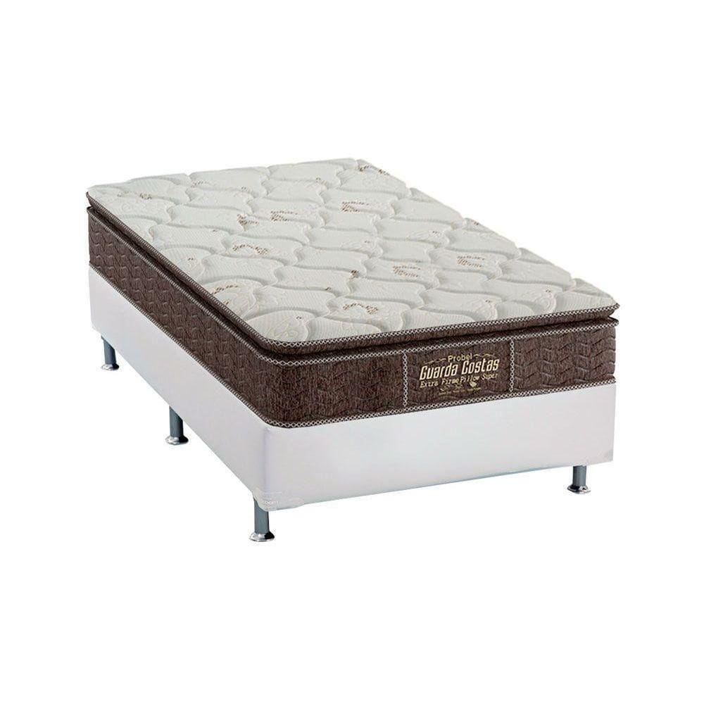 Cama Box Solteiro: Colchão Ortopédico Probel Guarda Costas Extra Firme + Base White(88X188)
