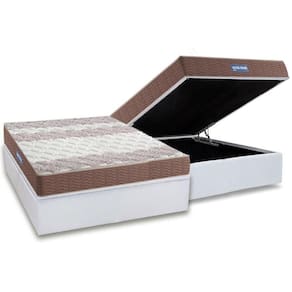 Cama Box Baú Casal: Colchão Probel D33 / Ep Guarda Costas Double Face + Base White(138X188)