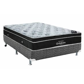 Cama Box King: Colchão Molas Bonnel Ortobom Nanolastic Exclusive + Base Crc Gray(186X198)