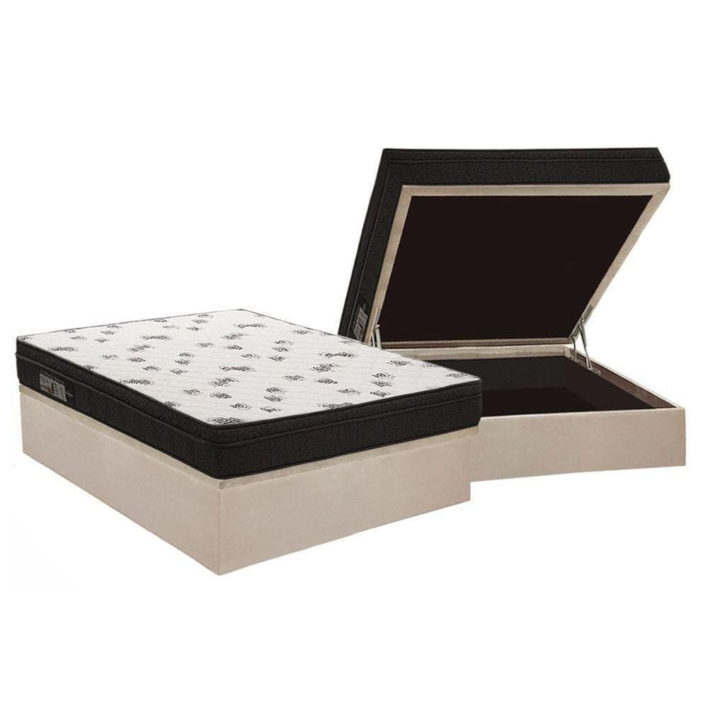 Cama Box Baú Casal: Colchão Espuma Ortobom D45 New Top Double Face + Base Crc Suede Clean(138X188)