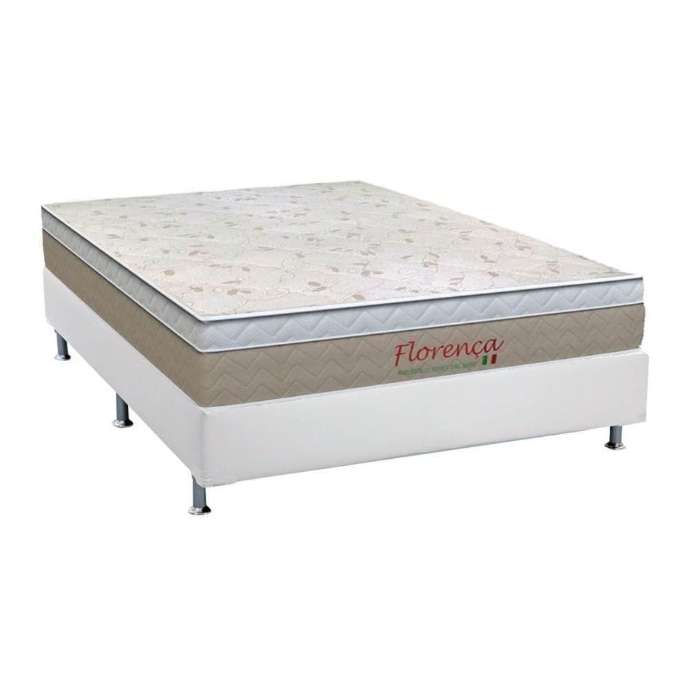 Cama Box Casal: Colchão Molas Bonnel Orthoflex Florença + Base Crc Courano White(138X188)